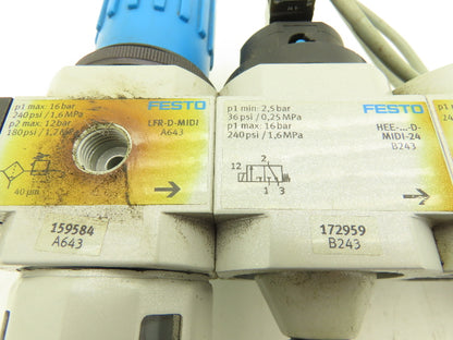 Festo Air Regulator Filter Solenoid On Off Valve Branching Manifold  Assembly