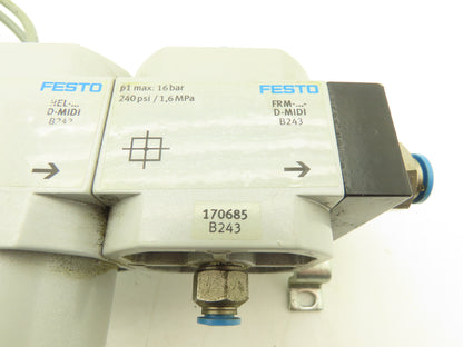 Festo Air Regulator Filter Solenoid On Off Valve Branching Manifold  Assembly