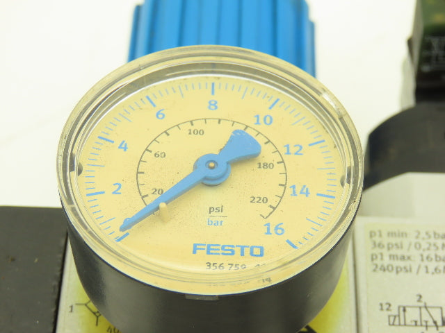 Festo Air Regulator Filter Solenoid On Off Valve Branching Manifold  Assembly