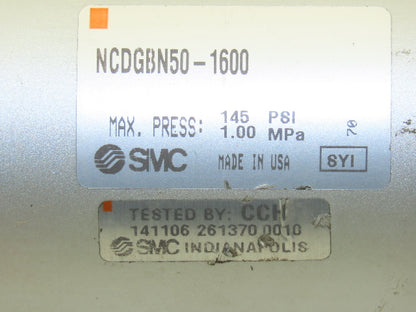 SMC NCDGBN50-1600 Pneumatic Air Cylinder 2" Bore 16" Stroke 145 PSI
