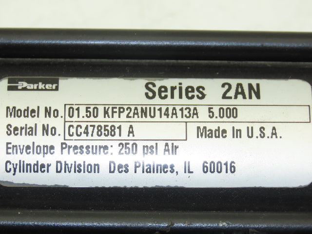 Parker KFP2ANU14A13A 2AN Double Rod Pneumatic Air Cylinder 1.5" Bore 5" Stroke