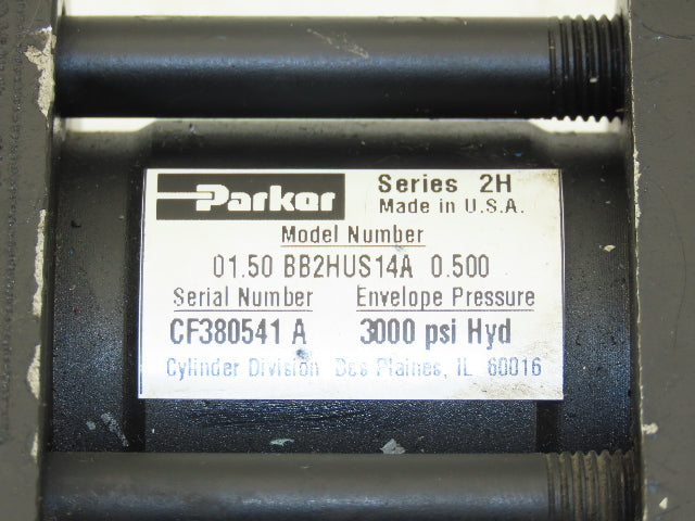 Parker 1.50 BB2HUS14A 2H Hydraulic Cylinder 1.5" Bore 1/2"Stroke 3000psi Clevis