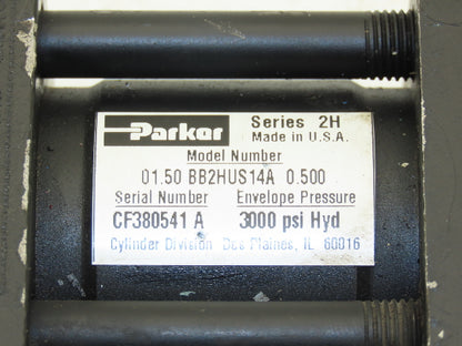 Parker 1.50 BB2HUS14A 2H Hydraulic Cylinder 1.5" Bore 1/2"Stroke 3000psi Clevis