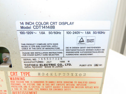 Mitsubishi Totoku CDT14148B Monitor Display Screen W/Burn-In 14"