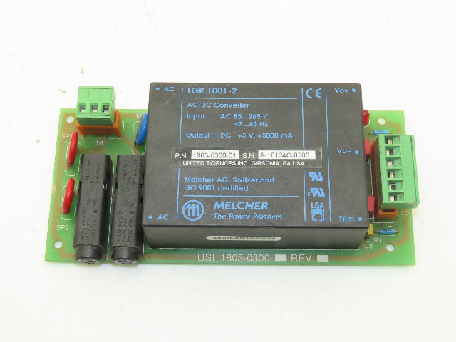 Melcher LGR 1001-2 AC-DC Converter +5VDC 5A Output 120/240VAC 1Ph Input