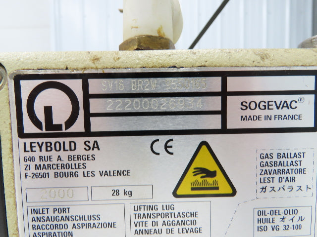 Leybold SV16 BR2W 9550165 Vacuum Pump 200V 1750rpm 50/60Hz