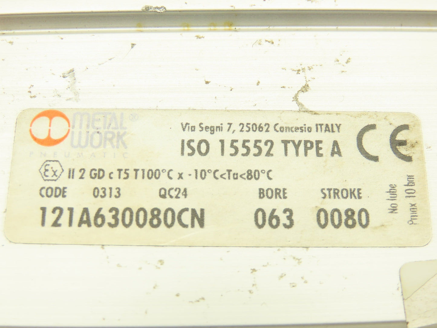 Metal Work 121A630080CN Pneumatic Air Cylinder 63mm Bore 80mm Stroke