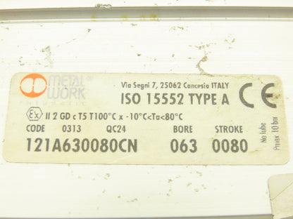 Metal Work 121A630080CN Pneumatic Air Cylinder 63mm Bore 80mm Stroke