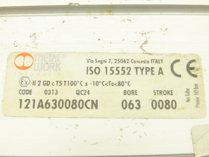 Metal Work 121A630080CN Pneumatic Air Cylinder 63mm Bore 80mm Stroke