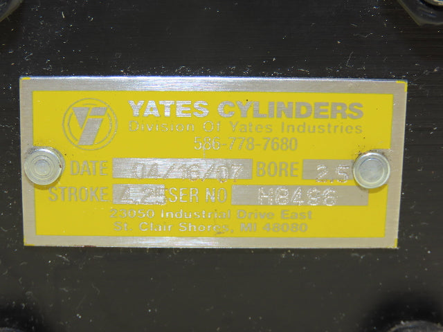 Yates Pneumatic Air Cylinder 2.5" Bore 4.25" Stroke Lug Mount