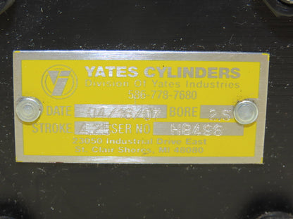 Yates Pneumatic Air Cylinder 2.5" Bore 4.25" Stroke Lug Mount