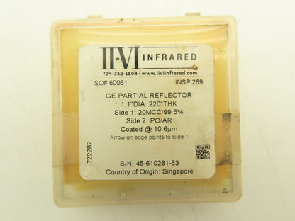 II-VI Infrared 60061 Laser Mirror Si Reflector 1.1" Diameter .220" Thick