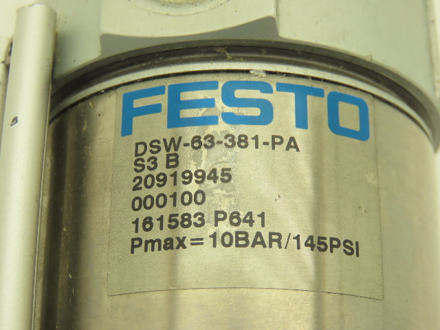 Festo DSW-63-381-PA Pneumatic Air Cylinder 63mm Bore 381mm Stroke