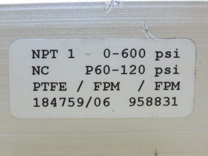 CX-Tec CXF 25 Pneumatic Coaxial Valve 2/2-Way Normally Closed 1"NPT DN25 600psi