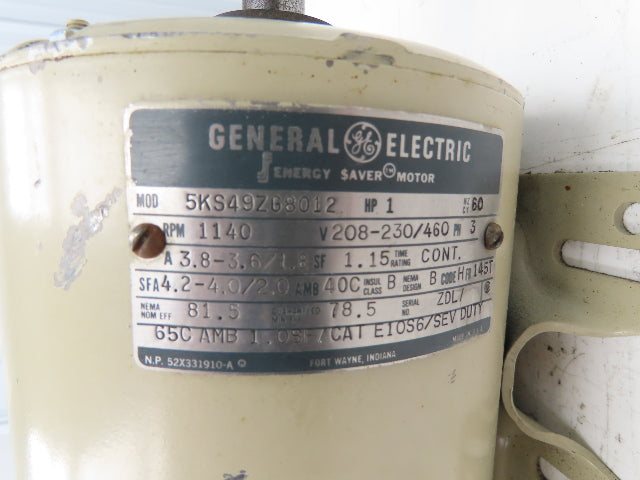 General Electric 5KS49ZG8012 AC Motor 1Hp 1140rpm 230/460V 3Ph 145T TEFC
