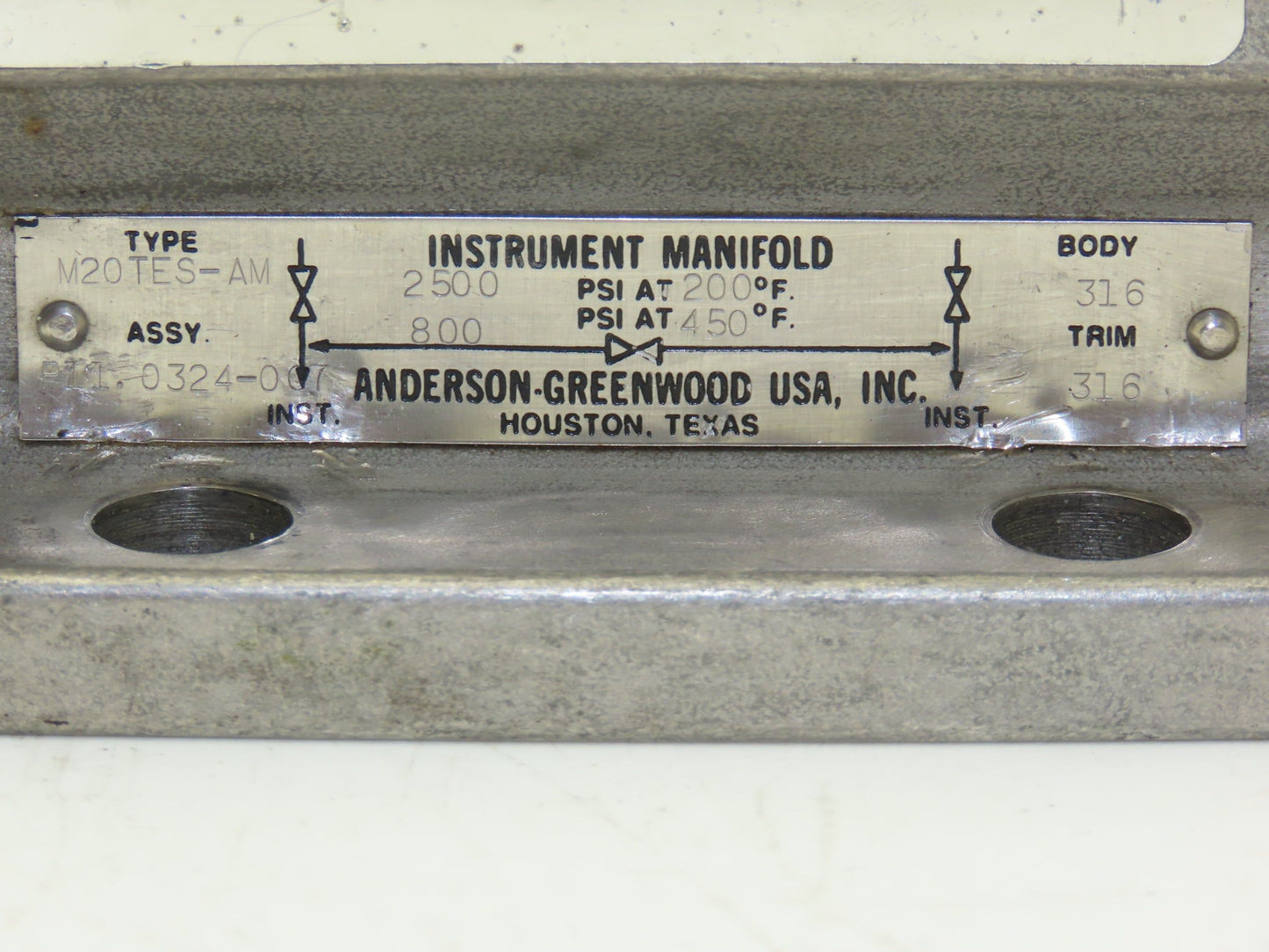 Anderson Greenwood M20TES-AM Differential Pressure Manifold 1/2"NPT Stainless