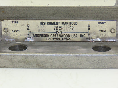 Anderson Greenwood M20TES-AM Differential Pressure Manifold 1/2"NPT Stainless