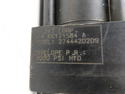 Beloit 2744420209 Hydraulic Cylinder 3-1/2"" Bore 19" Stroke Clevis Mount