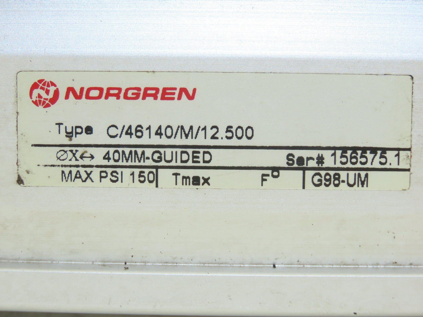 Norgren C/46140M/12.5 Pneumatic Rodless Guided Air Cylinder 40mm x 12.5" Stroke