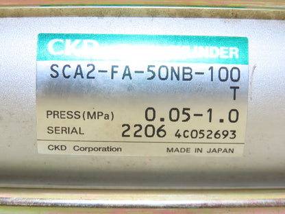 CKD SCA2-FA-50NB-100 Pneumatic Air Cylinder 50mm Bore 100mm Stroke 145psi
