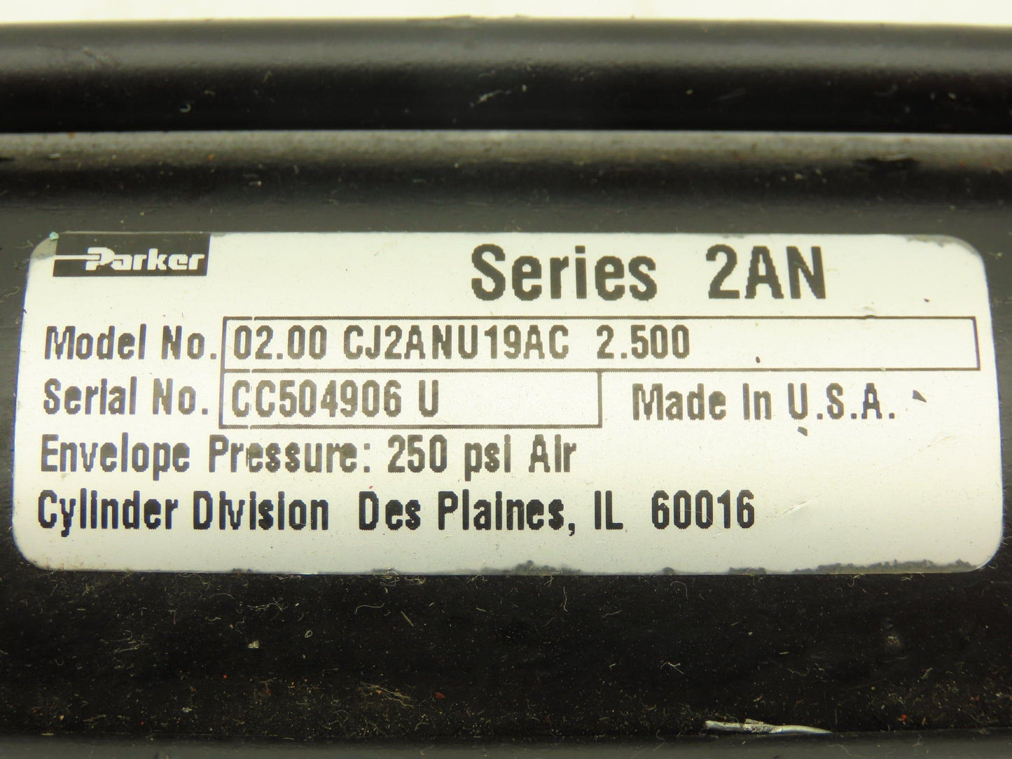 Parker 2.00 CJ2ANU19AC 2AN Pneumatic Air Cylinder 2" Bore 2.5" Stroke 250psi