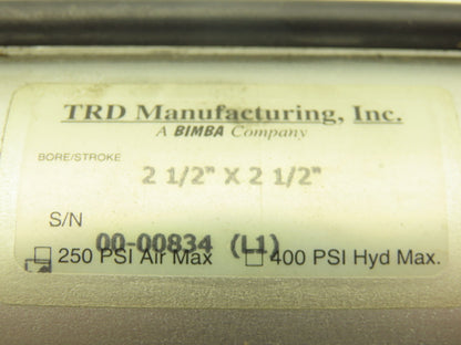Bimba TRD Pneumatic Air Cylinder 2-1/2" Bore 2-1/2" Stroke 250psi Clevis Mount