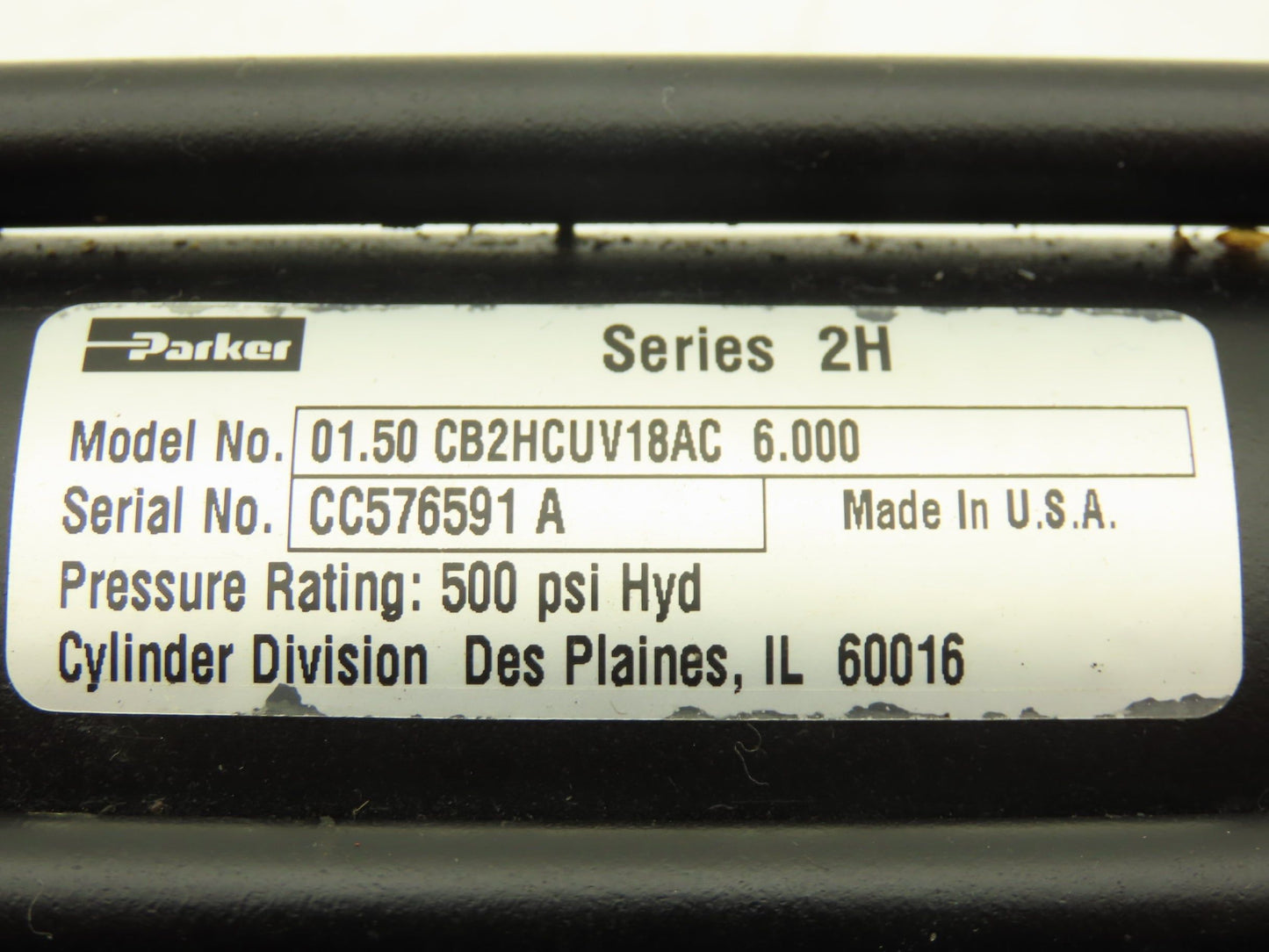 Parker 1.50 B2HCUV18AC 2H Hydraulic Cylinder 1.5" Bore 6" Stroke 500psi Foot Mt