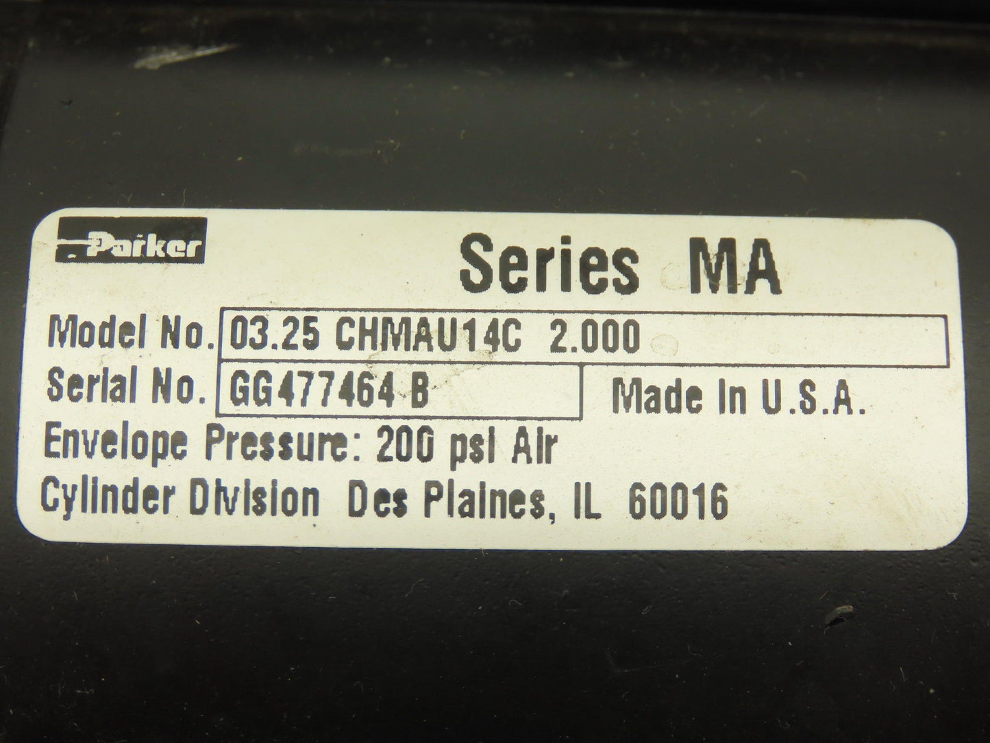 Parker CHMAU14C Pneumatic Cylinder 3.25" Bore 2" Stroke 200psi Cap Flange