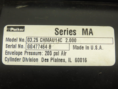 Parker CHMAU14C Pneumatic Cylinder 3.25" Bore 2" Stroke 200psi Cap Flange