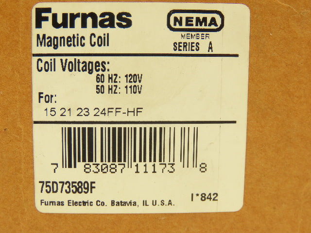 Siemens Furnas 75D73589F Coil Motor Starter Contactor 120VAC 1Ph Ser A