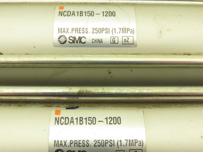 SMC NCDA1B150-1200 Pneumatic Air Cylinder 1.5" Bore 12" Stroke 250psi Lot of 2