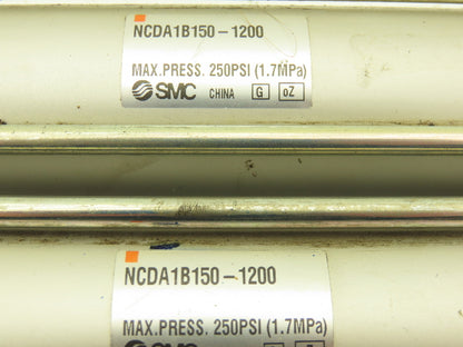 SMC NCDA1B150-1200 Pneumatic Air Cylinder 1.5" Bore 12" Stroke 250psi Lot of 2