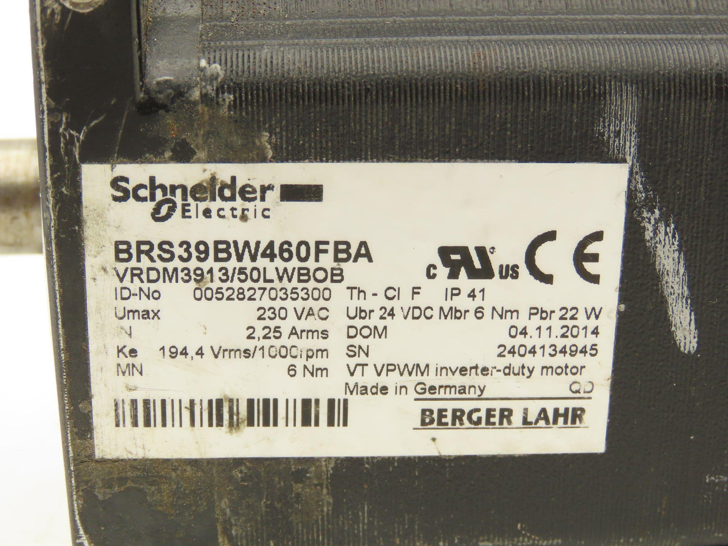 Berger Lahr BRS39BW460FBA Stepper Motor Inverter Duty 1000rpm 230V 2A