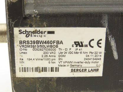 Berger Lahr BRS39BW460FBA Stepper Motor Inverter Duty 1000rpm 230V 2A