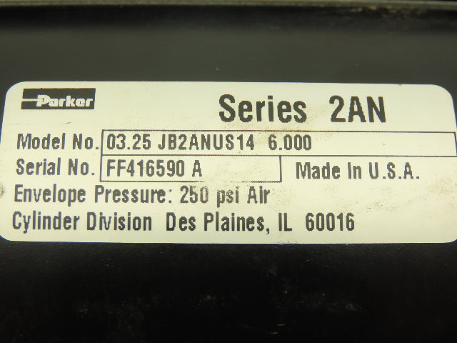 Parker 3.25 JB2ANUS14 Pneumatic Air Cylinder 3.25" Bore 6" Stroke Flanged *READ*