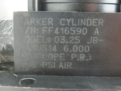 Parker 3.25 JB2ANUS14 Pneumatic Air Cylinder 3.25" Bore 6" Stroke Flanged *READ*