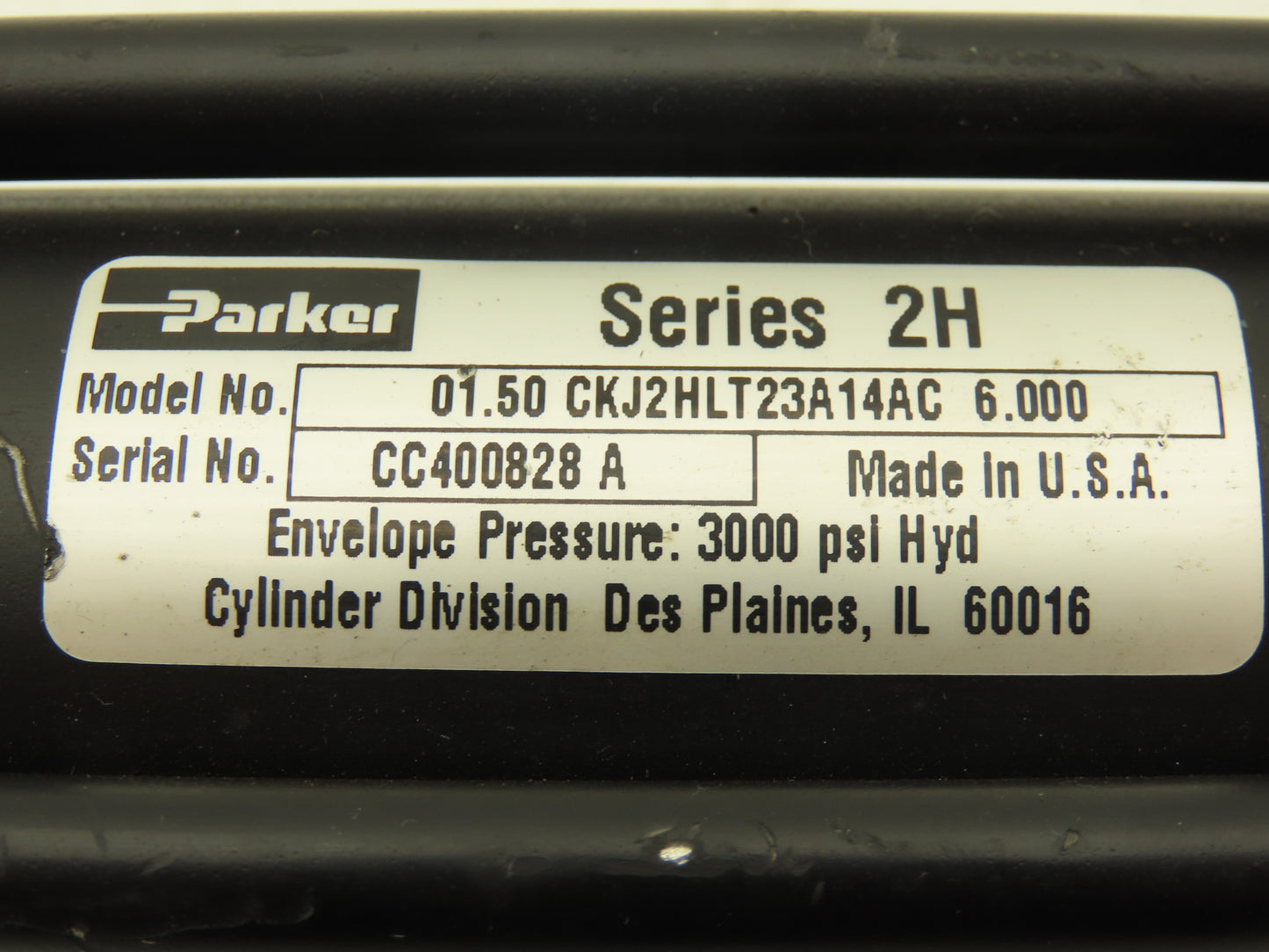 Parker CKJ2HLT23A14AC Hydraulic Cylinder Double End 1.5" Bore 6" Stroke 3000psi