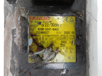 Fanuc A06B-0247-B400 Servo Motor 4kW 3000 RPM 230V 3PH Encoder A860-2000-T301