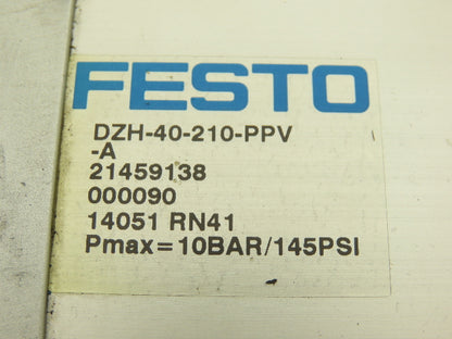 Festo DZH-40-210-PPV-A Pneumatic Flat Air Cylinder 40mm Bore 210mm Stroke 145psi