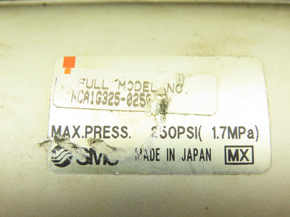SMC NCA1G325-0250 Pneumatic Air Cylinder 3.25" Bore 2.5" Stroke 250psi