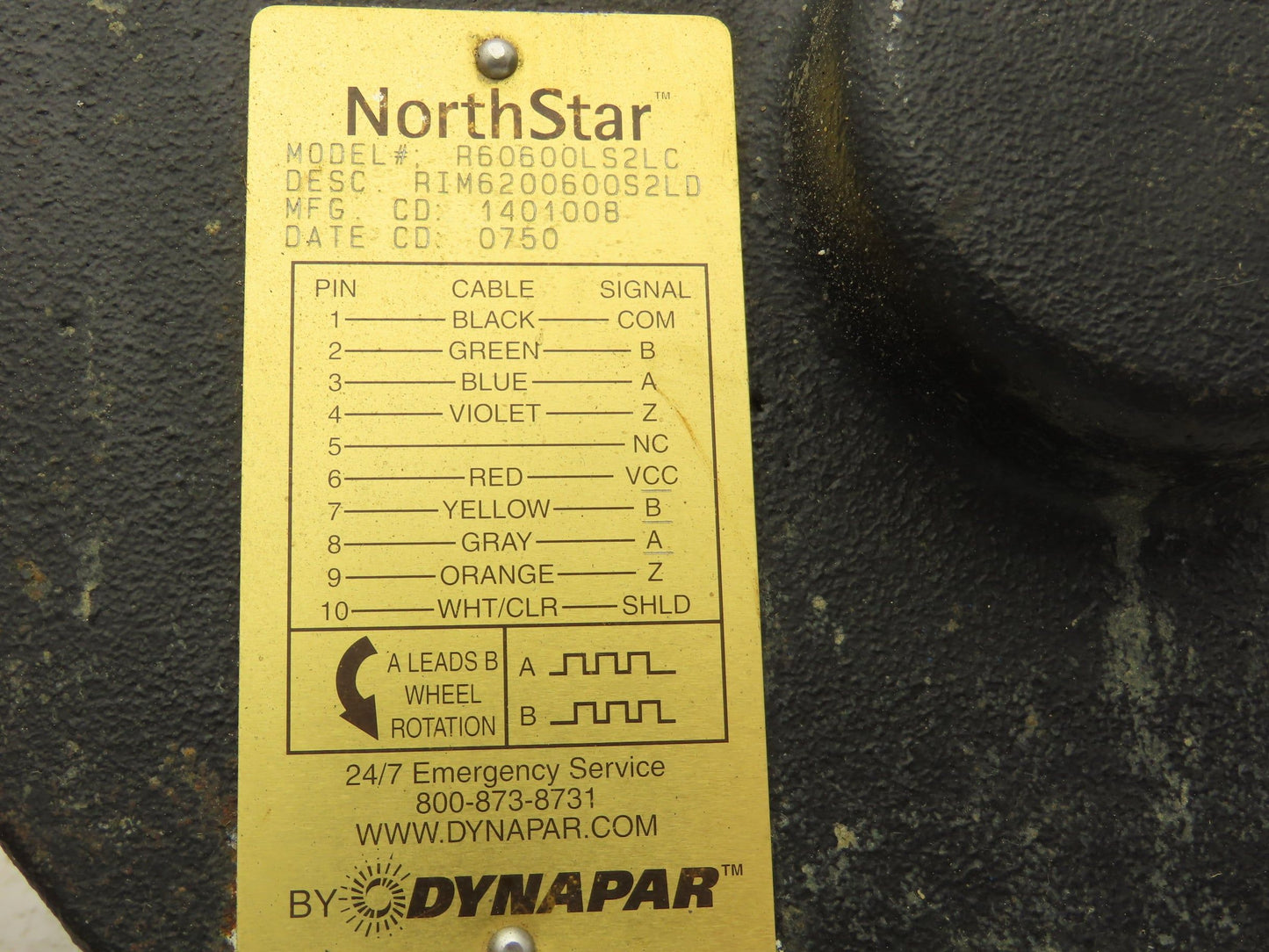 Dynapar NorthStar R60600LS2LC Rotary Incremental Encoder 5/18" Shaft Foot Mount