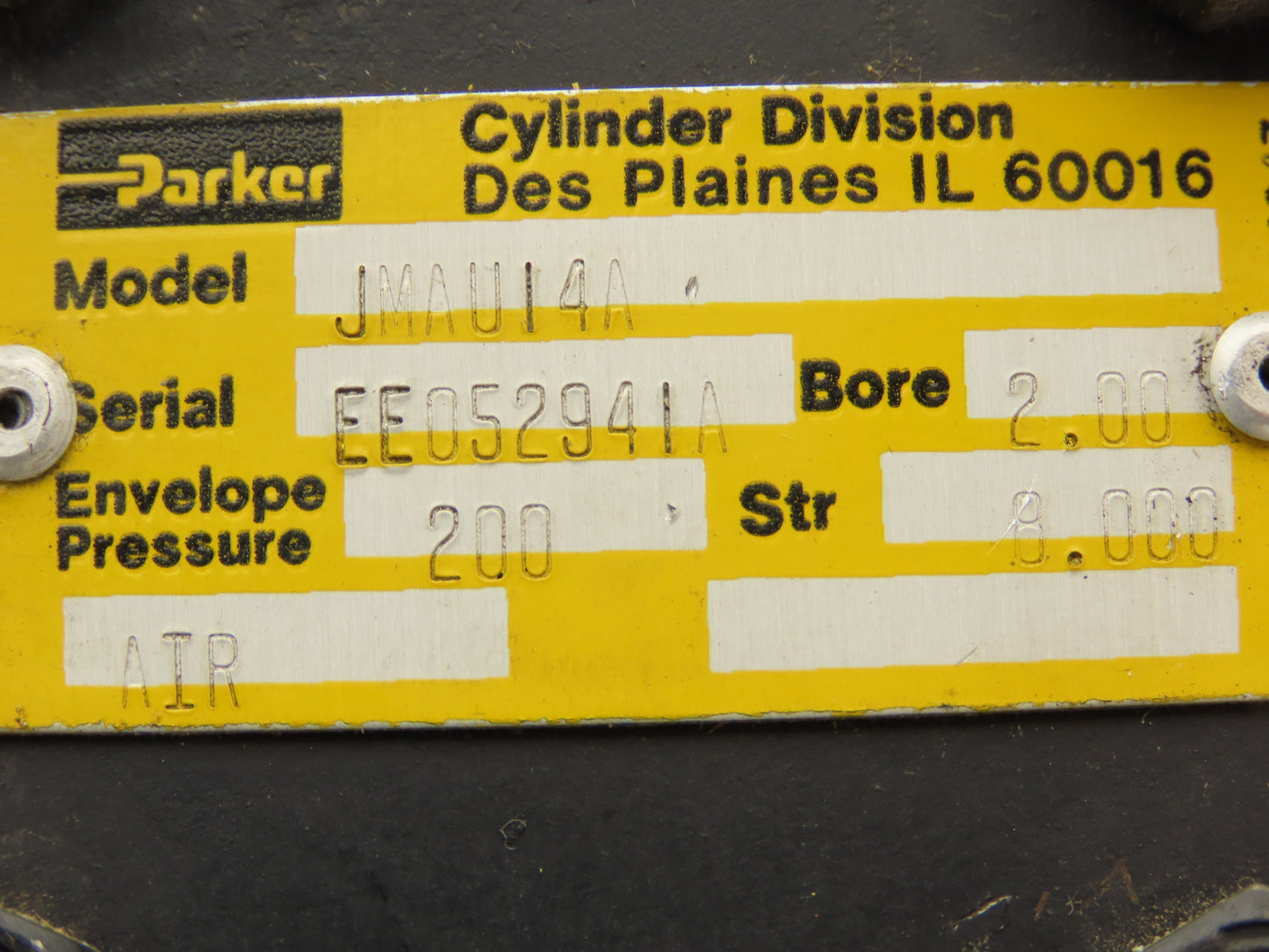 Parker JMAU14A Pneumatic Cylinder 2" Bore 8" Stroke 200psi Cap Flange
