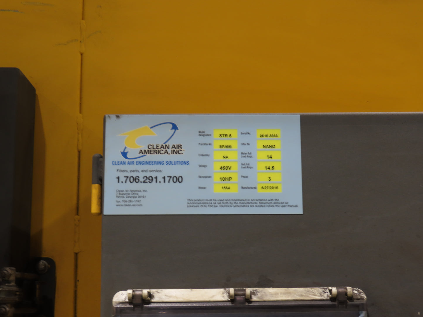 Clean Air America STR 6 Streamer Welding Dust Collector 10Hp 480V Pulser Filter