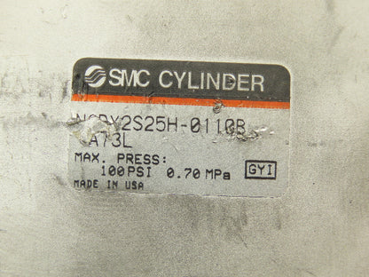SMC NCDY2S25H-0110B Rodless Pneumatic Cylinder Slide Bearing 1" Bore 1.1" Stroke