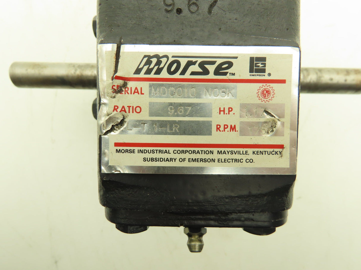 Morse 17L-T 1-LR Worm Gearbox 9.87:1 Reducer 1Hp 177rpm Dual Output