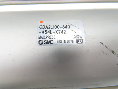 SMC CDA2L100-840-A54L-X742 Pneumatic Air Cylinder 100mm Bore 840mm Stroke 145psi