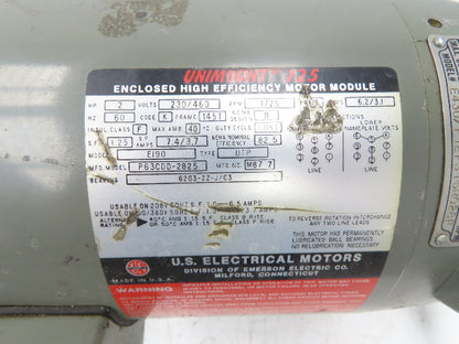 US Motors Unimount 125 Syncrogear E430 Gearmotor 155rpm 2Hp 230/460V 3PH 145T