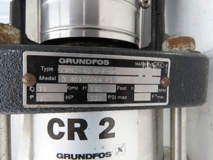Grundfos CRN2-40 U-P-G-AUUE Booster Pump 11gpm 1Hp 230/460V 3PH 1-1/4" CR 2
