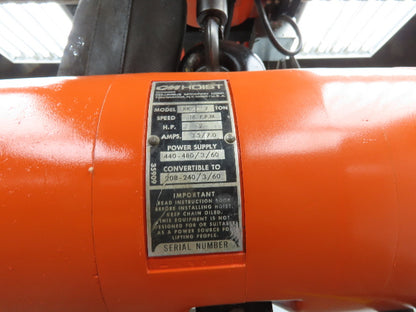 CM Lodestar RR 2 Ton Electric Chain Hoist 15' Lift 16 FPM 230/460 3PH 11'Pendant
