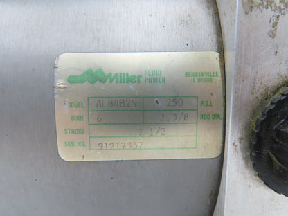 Miller Fluid Power AL84B2N Pneumatic Air Cylinder 6" Bore 7.5" Stroke 250psi
